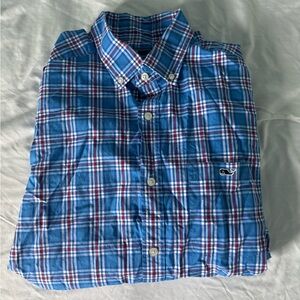 Vineyard Vines Blue and Red Plaid Men's Shirt